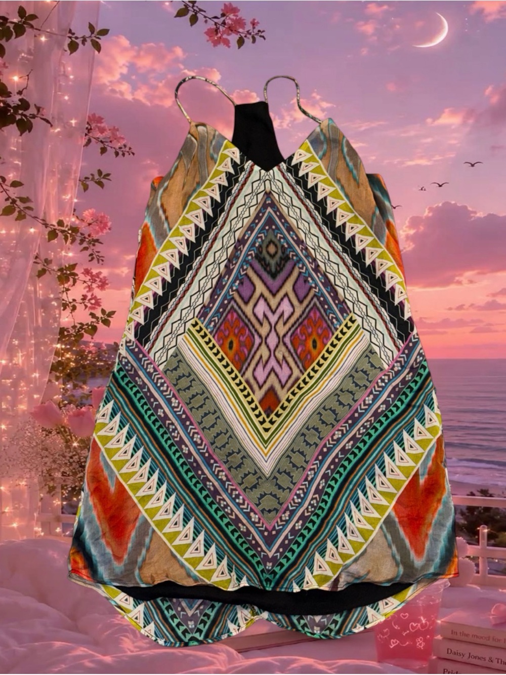 Lavender Brown Multicolor Geometric Mini Dress